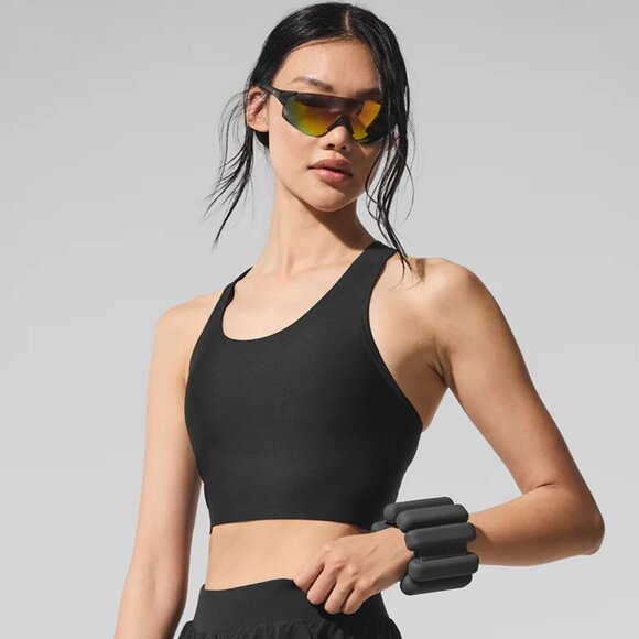 Alo Yoga Airlift Super Sleek Bra Tank in Black, Size Small - Picture 1 of 8